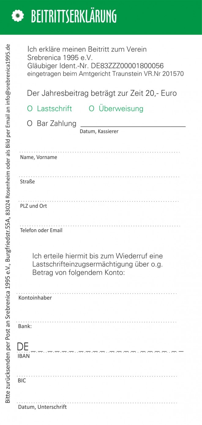 Beitrittserkläerung  Formular